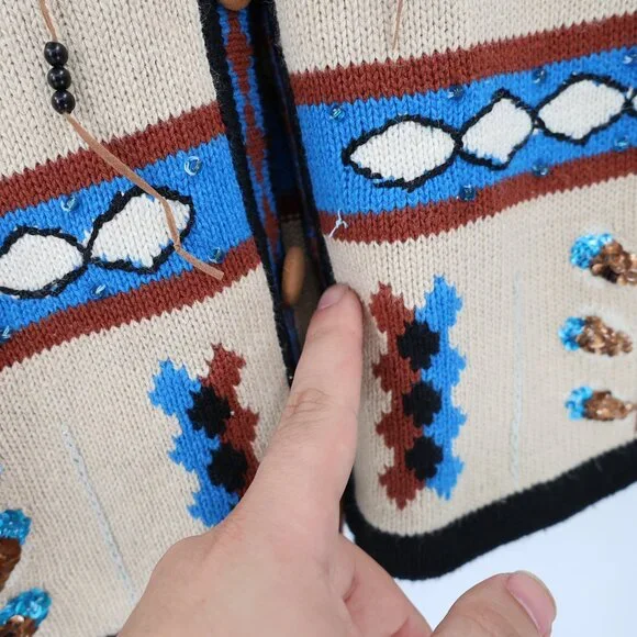 Vintage Storybook Knits Cardigan Sweater womens small Indian children 2 piece - Picture 6 of 11